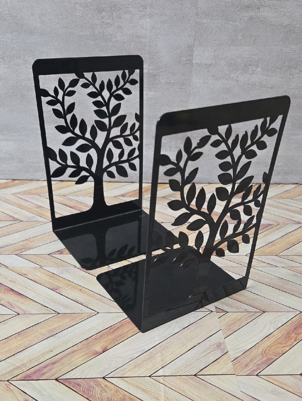 Black Metal Tree of Life Bookends Heavy Duty Decorative Book Ends Pair Of 2